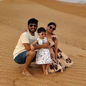Family enjoying dubai desert safari
